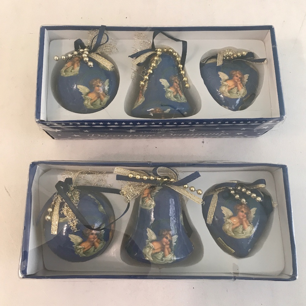 6 Christmas Papier mache Angels onaments